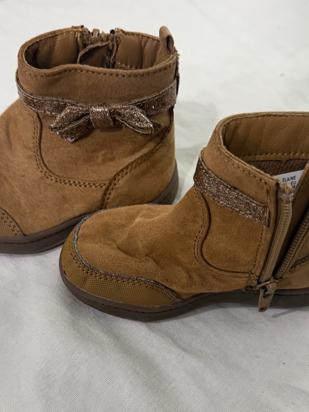 Kids Brown Suede Bow Ankle Boots